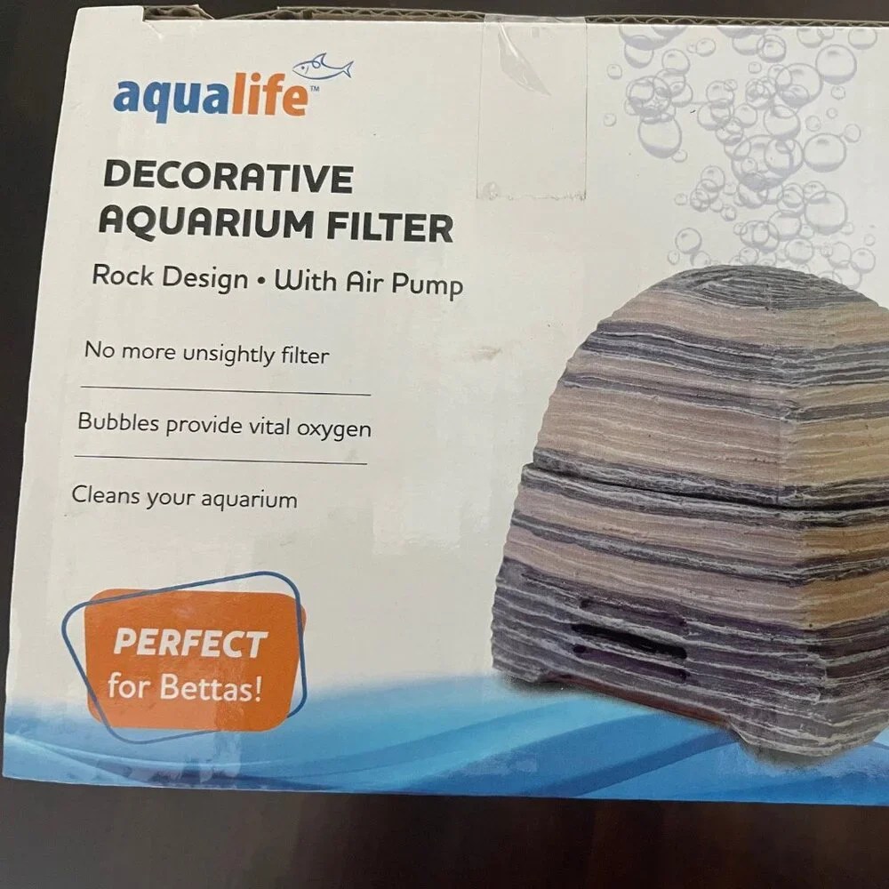Penn-Plax Decorative Striped Rock Bubble Aquarium Filter Filtration Set - 10 Gal - Picture 2 of 5